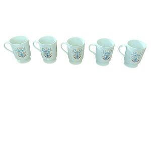 Berggren Sweden Porcelain Mug Coffee Tea Footed Mugs Cups Floral Set Of 5 READ
